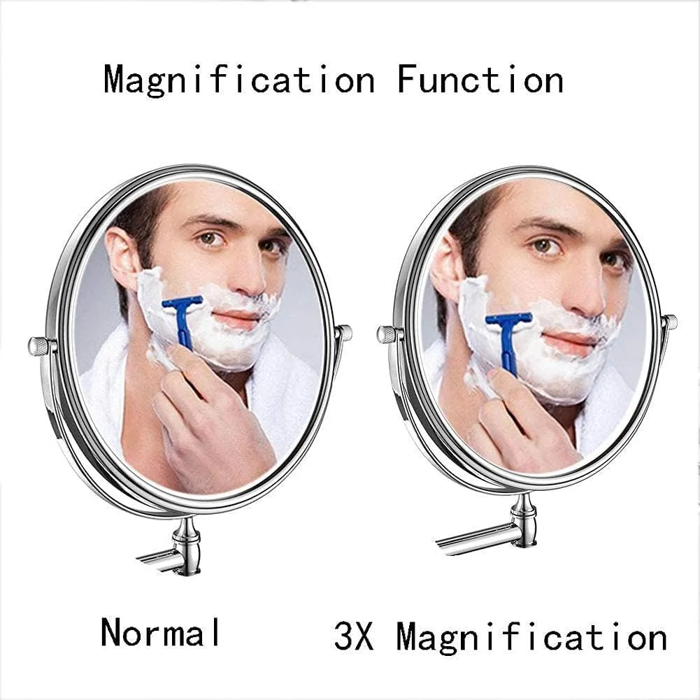 Wall Mounted Makeup Mirror with 3X Magnification, Makeup Mirror for Bathroom, 360 Degree Swivel Rotation(8In)