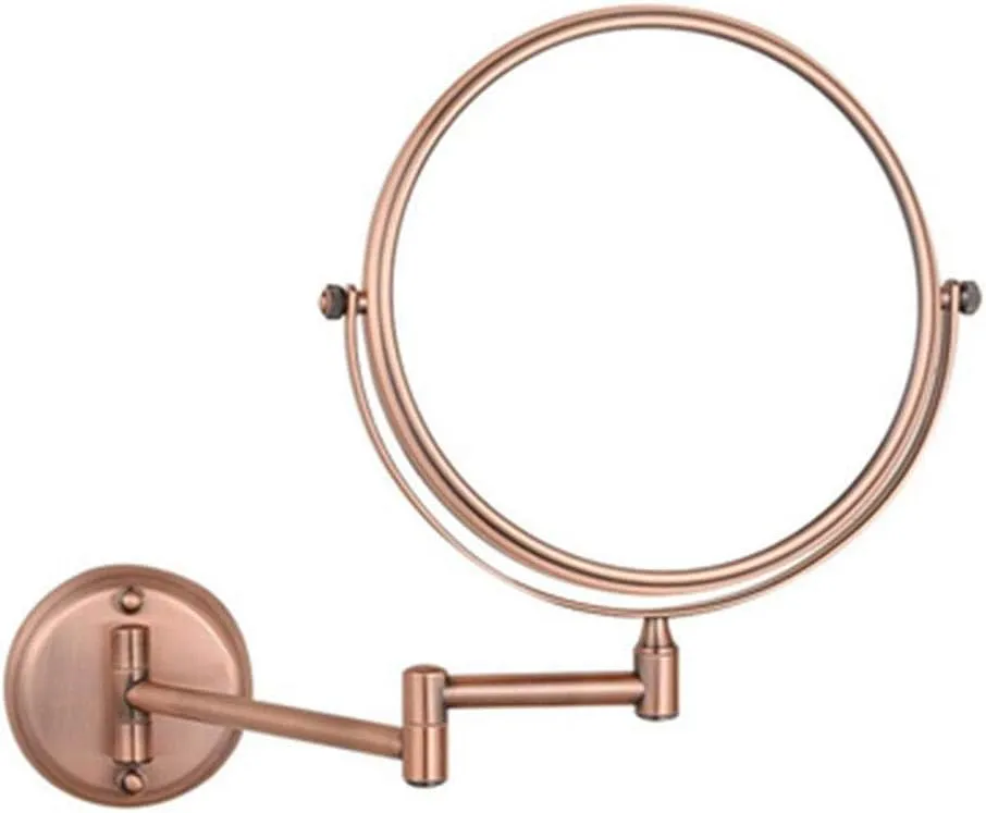Wall Mounted Makeup Mirror with 3X Magnification, Makeup Mirror for Girls, 6 Inches, 360 Degree Swivel, Two-Sided Extendable, Bathroom and Hotel, Chrome Finish, Made of Brass