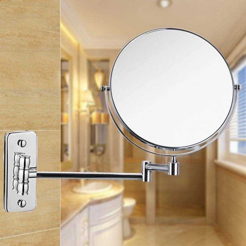 Wall Mounted Makeup Mirror 6 Inches, Makeup Mirror for Bathroom with 3x/5x Magnification, Two-Sided Extendable, 360 Degree Swivel, for Girls