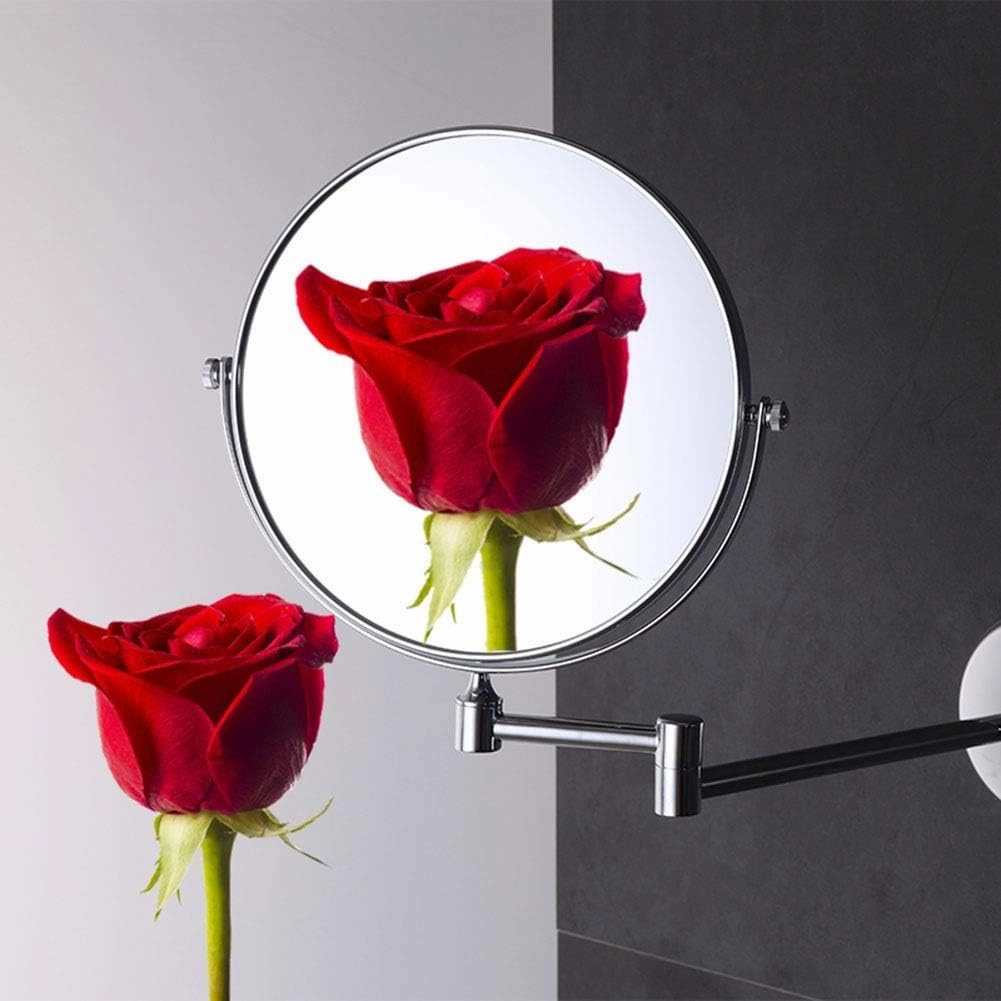 Wall Mounted Makeup Mirror 6 Inches, Makeup Mirror for Bathroom with 3x/5x Magnification, Two-Sided Extendable, 360 Degree Swivel, for Girls