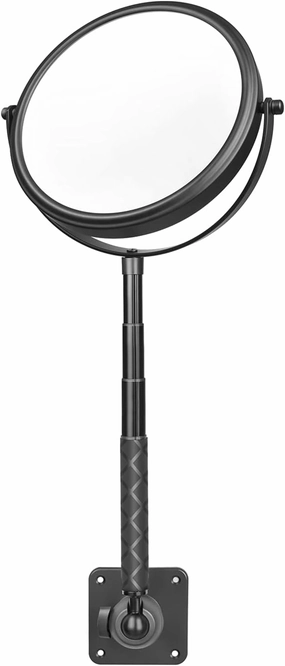 Wall Mounted Makeup Mirror 8 Inch 10X Magnifying Mirror Extendable Double Sided Vanity Mirror Three-Dimensional Rotation Black Bathroom Mirror for Wall Vanity