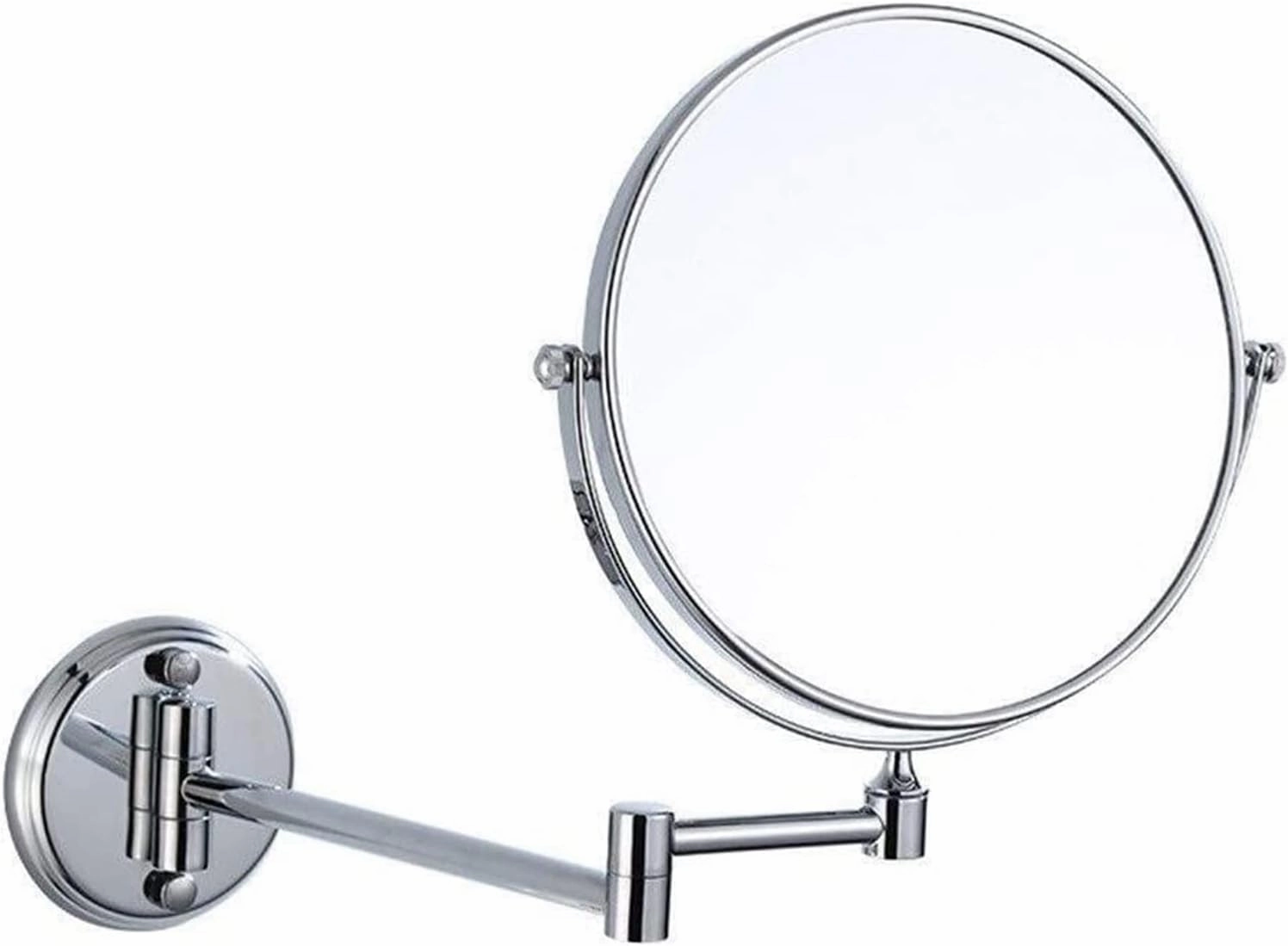 Wall-Mounted Makeup Mirror All-Copper Silver Makeup Mirror 6-inch Bathroom Wall-Mounted Folding Beauty Mirror Double-Sided
