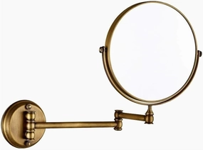 Wall-Mounted Makeup Mirror Bathroom Copper Beauty Mirror 8 Inch Makeup Mirror Wall Telescopic 3X Magnifying Mirror