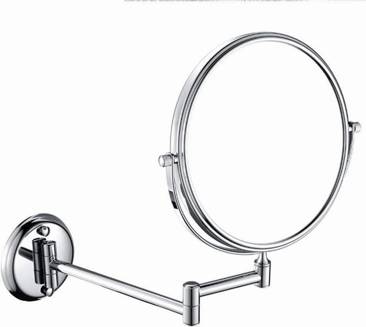 Wall-Mounted Makeup Mirror Bathroom Wall-Mounted Vanity Mirror 8 Inch Double-Sided Folding 5X Magnifying Glass Metal Mirror