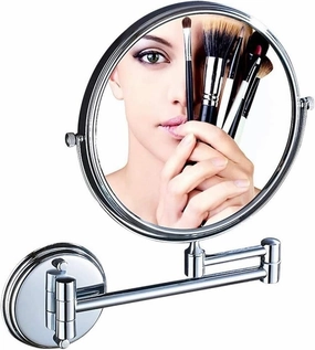 Wall-Mounted Makeup Mirror Copper Bathroom 6 Inch Makeup Mirror Rotating Beauty Mirror Double Sided 3 Times Magnifying Glass