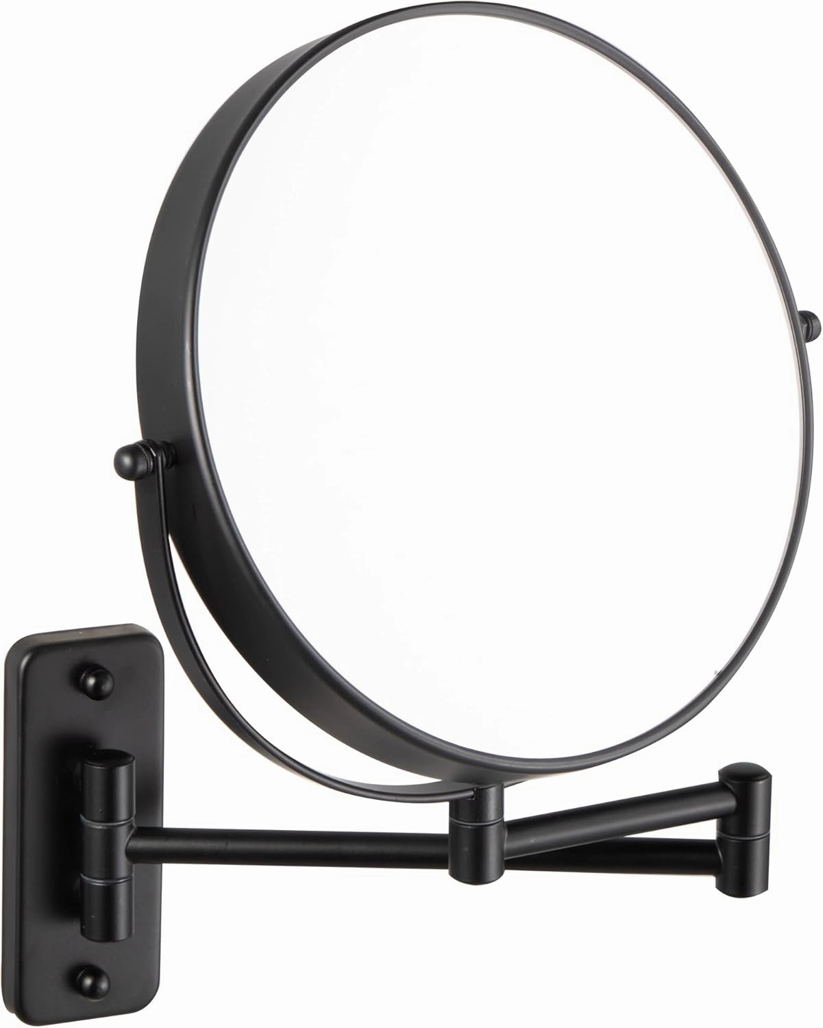 Wall Mounted Makeup Mirror, Double-Sided 1X/10X Magnifying Mirror, Extendable Arm Vanity Mirror, 360° Swivel HD Bathroom Mirror for Makeup, Black Finish (Black, 8“)