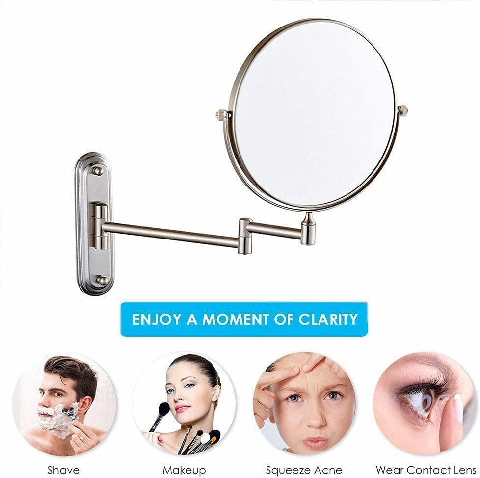 Wall Mounted Makeup Mirror,Two-Sided Swivel Wall Mount Mirror,3/5/7/10x Magnification,360 Degree Swivel(6in,10x)