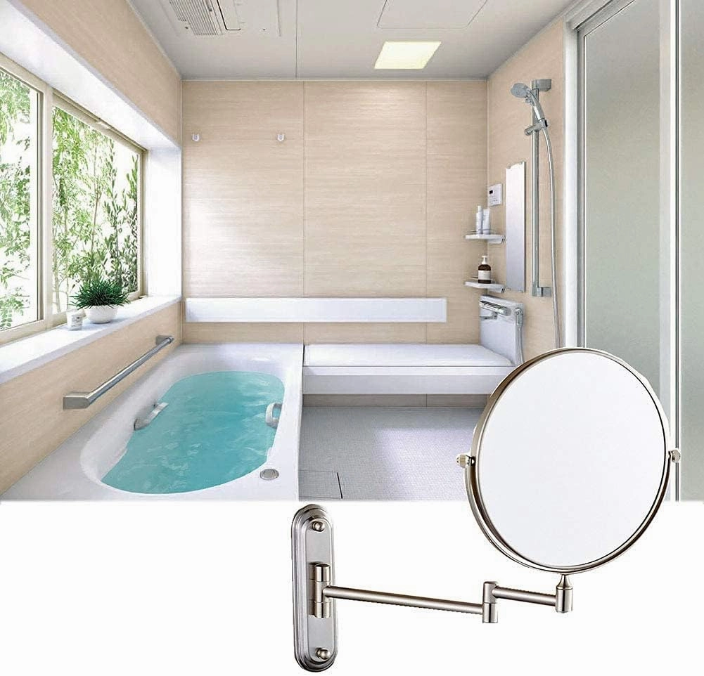 Wall Mounted Makeup Mirror,Two-Sided Swivel Wall Mount Mirror,3/5/7/10x Magnification,360 Degree Swivel(6in,10x)