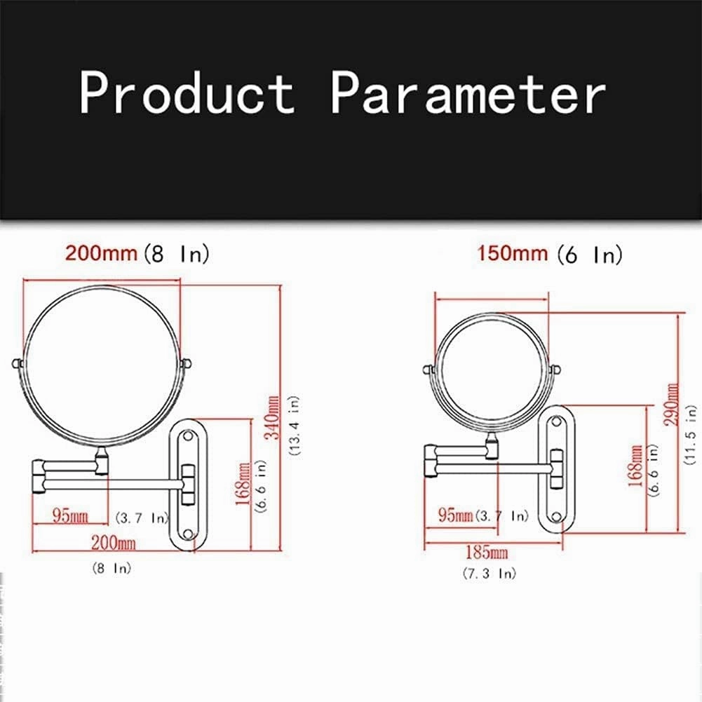 Wall Mounted Makeup Mirror,Two-Sided Swivel Wall Mount Mirror,3/5/7/10x Magnification,360 Degree Swivel(6in,10x)