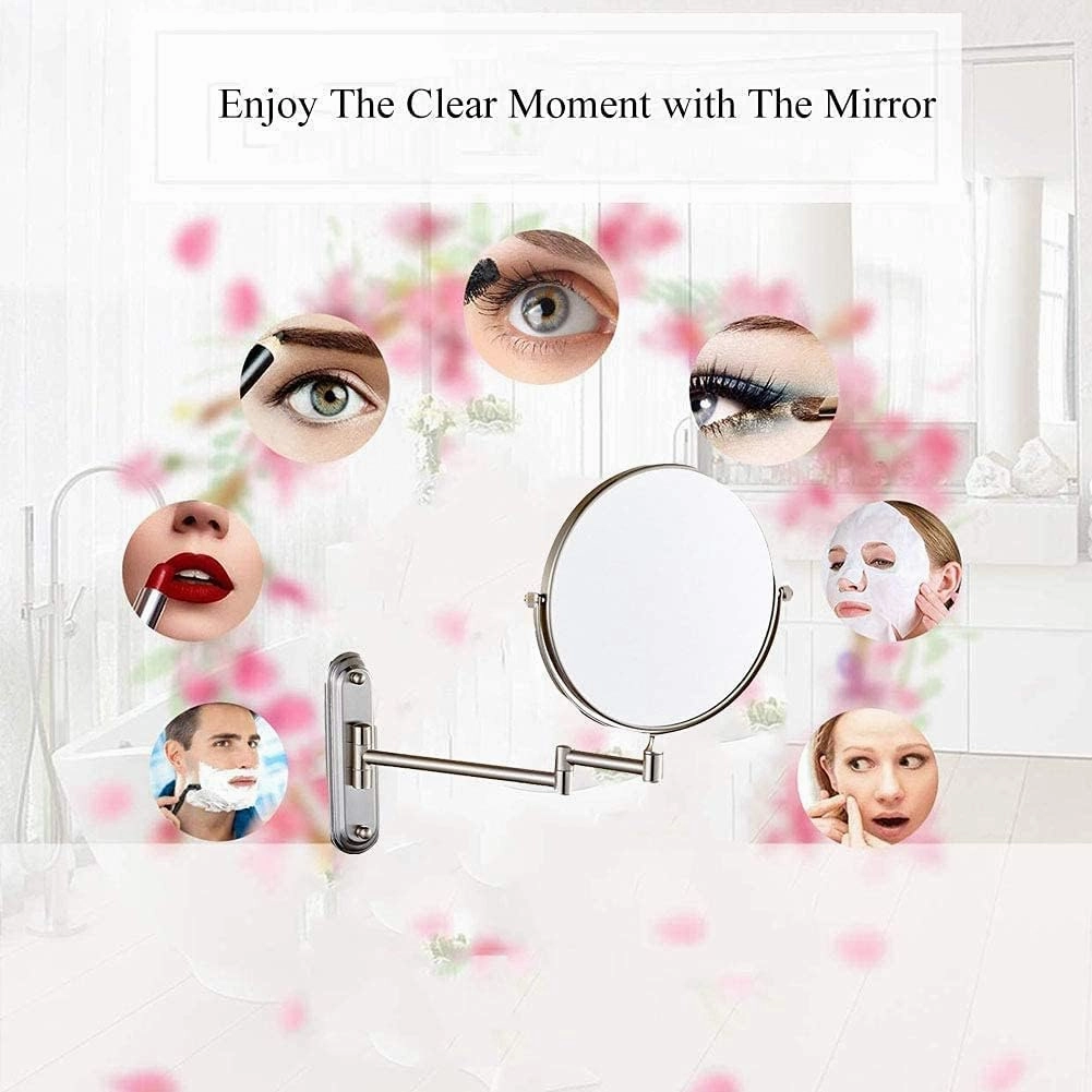 Wall Mounted Makeup Mirror,Two-Sided Swivel Wall Mount Mirror,3/5/7/10x Magnification,360 Degree Swivel(6in,10x)