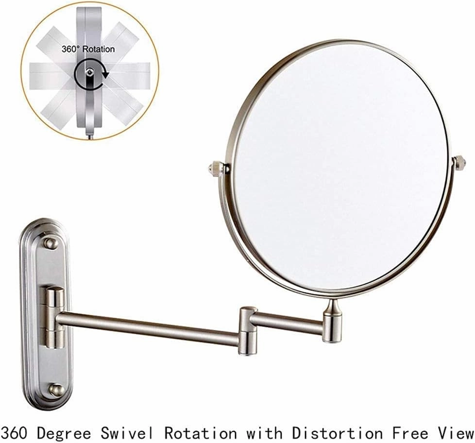 Wall Mounted Makeup Mirror,Two-Sided Swivel Wall Mount Mirror,3/5/7/10x Magnification,360 Degree Swivel(6in,10x)