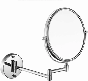 Wall-Mounted Makeup Mirror Wall-Mounted 8-inch Cosmetic Mirror Double-Sided Folding 5X Magnifying Mirror
