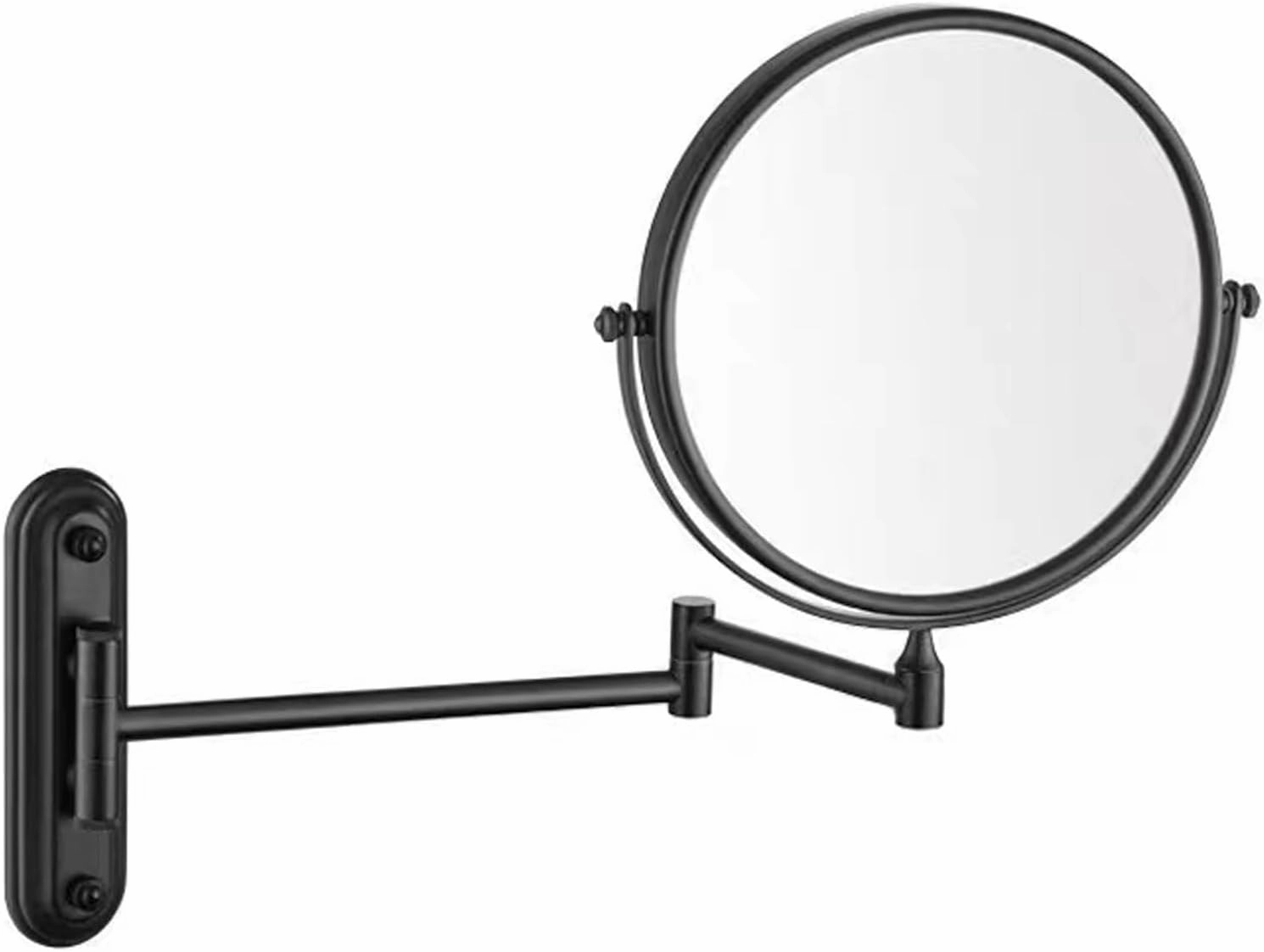 Wall Mounted Makeup Mirror with 10X Magnification, 8 Inch Double Sided Vanity Magnifying Mirror, 13 Inch Extendable Shaving Mirror for Bathroom, Black