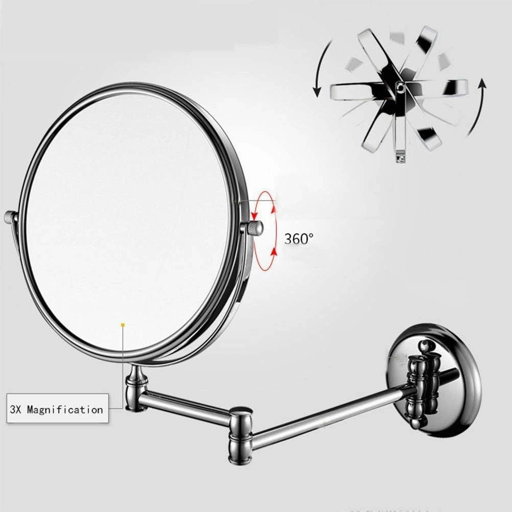 Wall Mounted Makeup Mirror with 3X Magnification, Makeup Mirror for Bathroom, 360 Degree Swivel Rotation(8In)