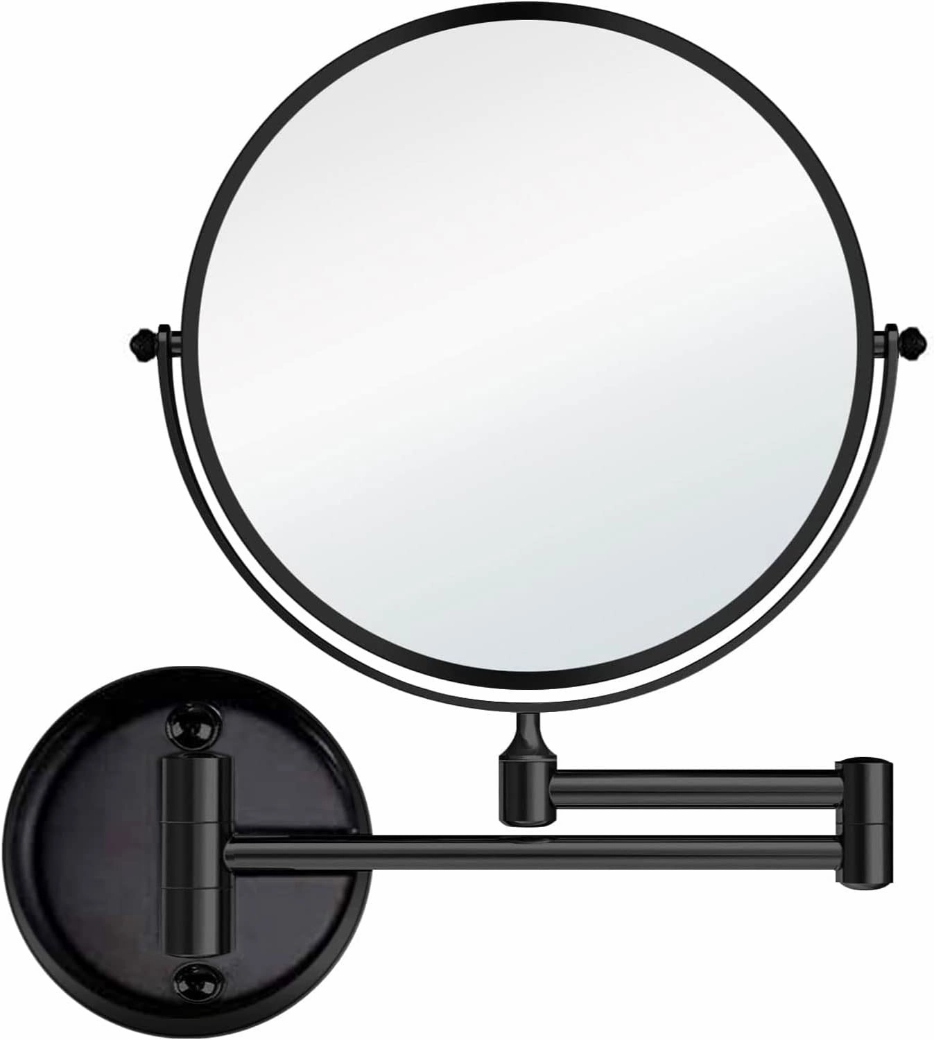 Wall Mounted Makeup Mirror with 5X Magnification, 6 Inch Double Sided Vanity Magnifying Mirror for Bathroom, Black