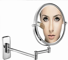 Wall Mounted Makeup Mirror with Magnification, Makeup Mirror for Bathroom, Two-Sided Extendable, 360 Degree Swivel, Extendable Arm, No Light, for Girls (Color : 6in, Size : 5X)