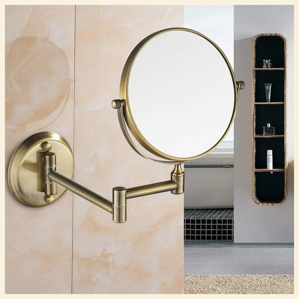 Wall Mounted Makeup Mirrors Magnifying Extend Sturdy Adjustable Cosmetic Mirror Bathroom Shaving Vanity Mirror(3X,8inch)