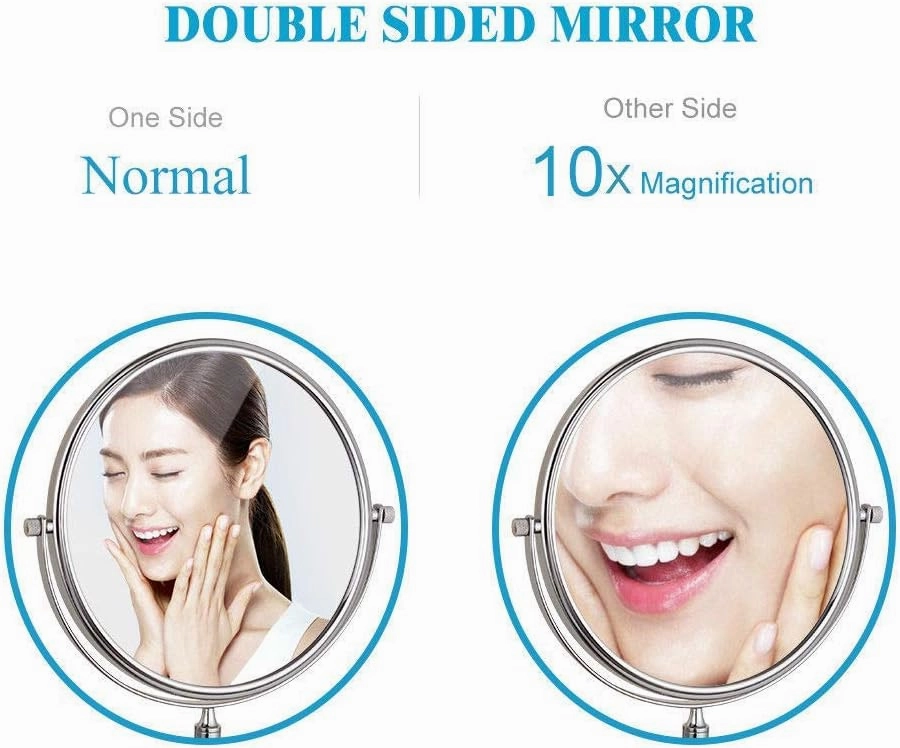 Wall Mounted Makeup Mirrors Magnifying Extend Sturdy Adjustable Shaving Cosmetic Mirror Bathroom Hotel Vanity Mirrors(10x,8inch)