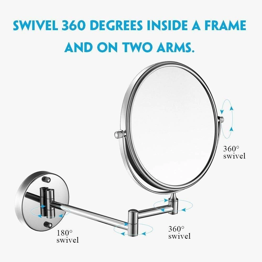 Wall Mounted Makeup Mirrors Magnifying Extend Sturdy Adjustable Shaving Cosmetic Mirror Bathroom Hotel Vanity Mirrors(10x,8inch)