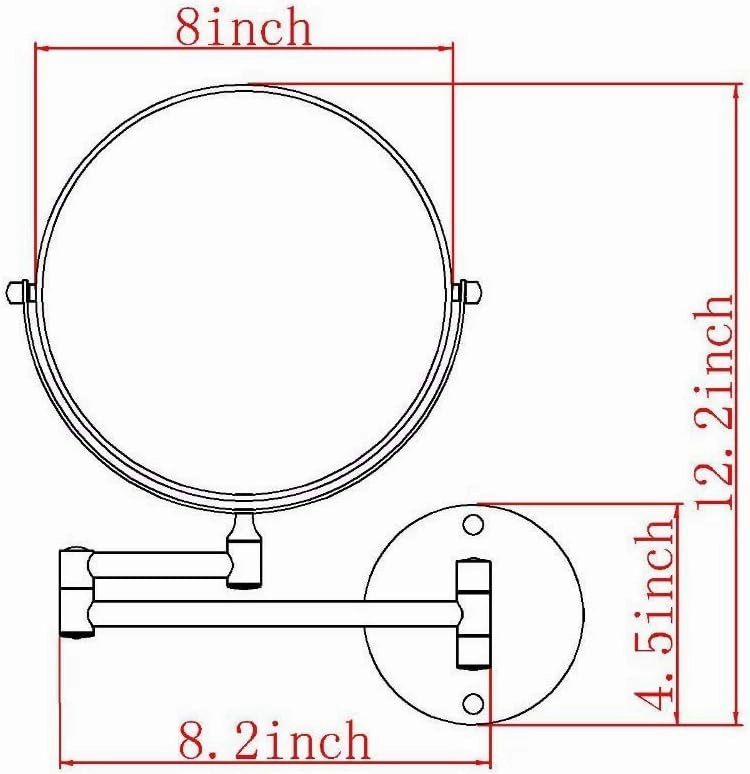 Wall Mounted Makeup Mirrors Magnifying Extend Sturdy Adjustable Shaving Cosmetic Mirror Bathroom Hotel Vanity Mirrors(10x,8inch)