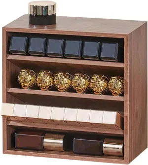 WAYUTO Wooden Lipstick Organizer 4 Level Lipstick Holder Desktop Lip Gloss Organizer Cosmetic Storage Display Essential Oil Holder