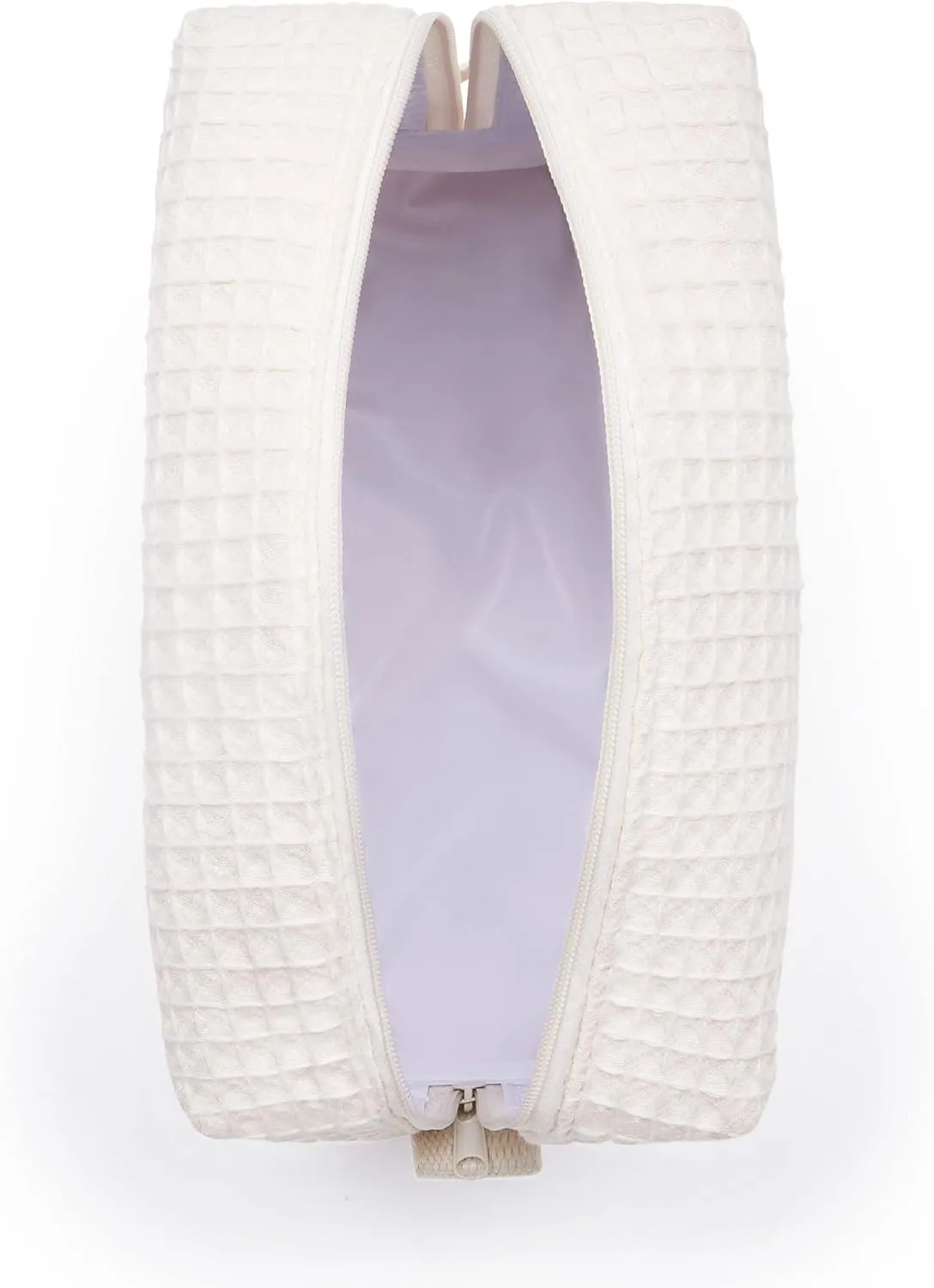 WEDDINGSTAR Women's Large Cotton Waffle Makeup Bag - Ivory