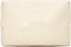 WEDDINGSTAR Women's Large Cotton Waffle Makeup Bag - Ivory
