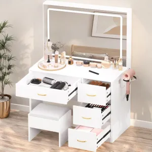 YITAHOME Vanity Desk with Large 35" Mirror and LED Lights