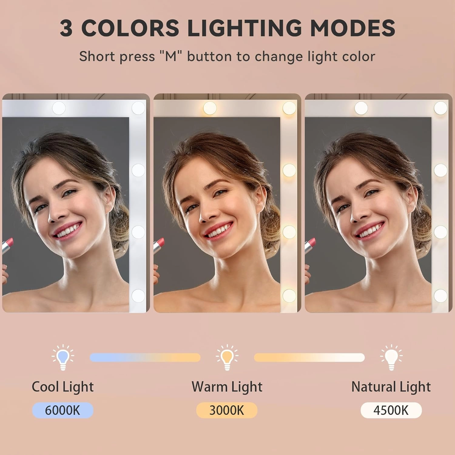 YITAHOME Vanity Desk, Vanity Mirror with Lights, Makeup Vanity Set with 4 Drawers, 3 Lighting Modes, Charging Station and Vanity Bench