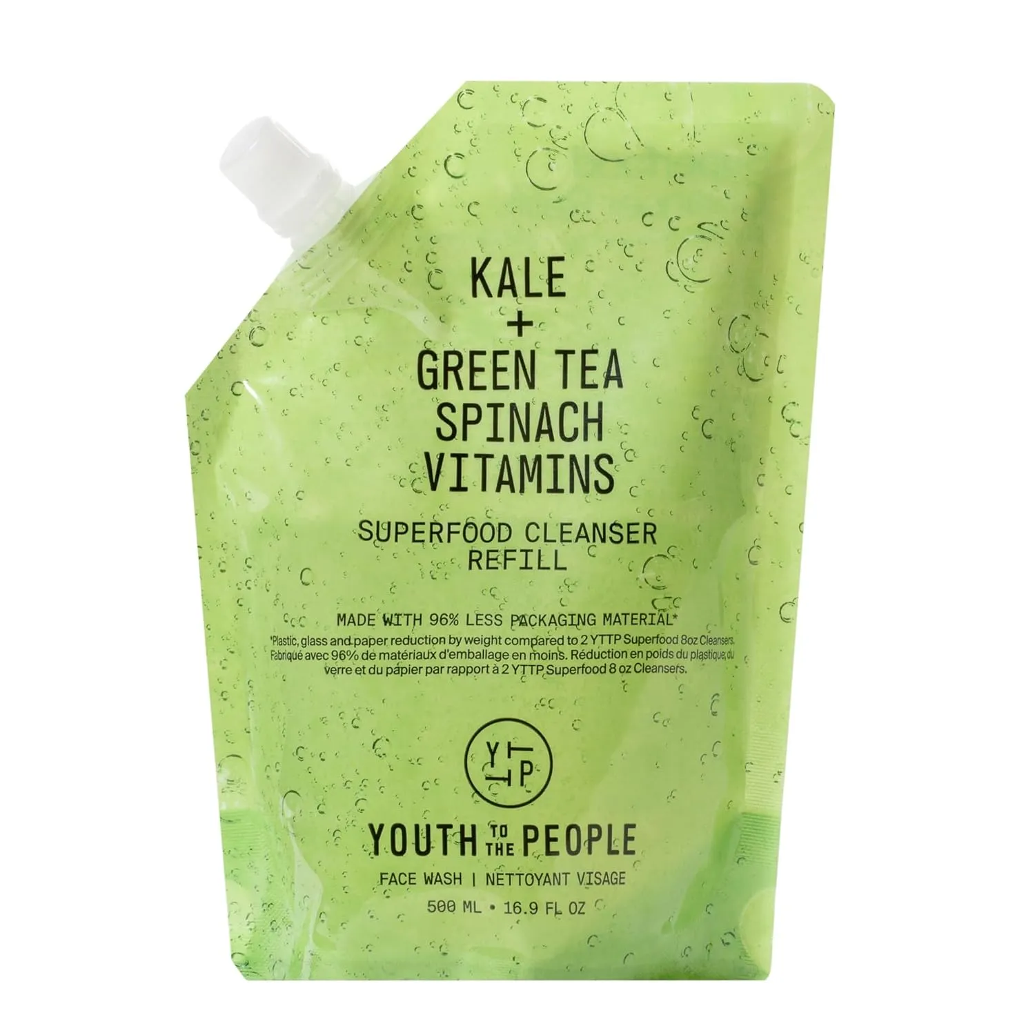 Youth To The People Superfood Facial Cleanser - Kale   Green Tea Daily Face Wash, Gentle Makeup Remover, With Antioxidants for Glowing Skin & Less Visible Pores, Award-winning, Refillable Packaging