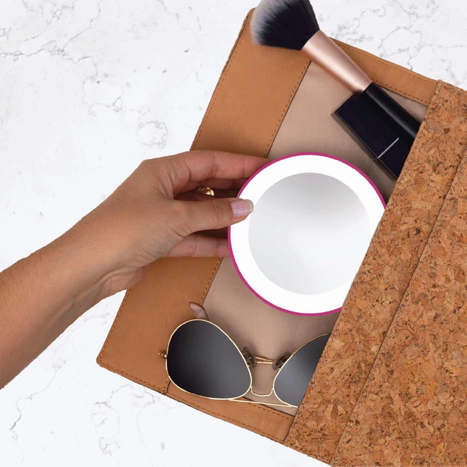 Zadro Compact 10X Magnification LED Lighted Suction Cup Mount Beauty Makeup Mirror, Pink
