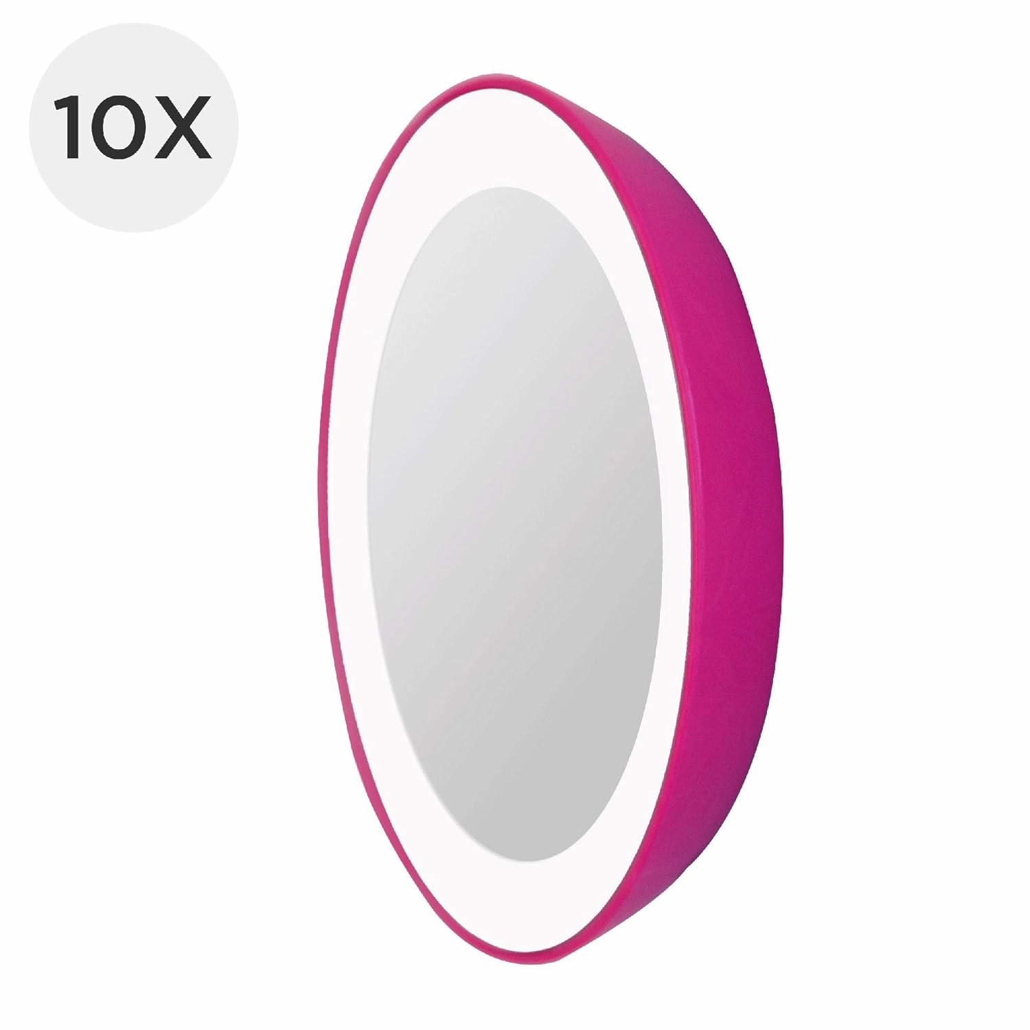 Zadro Compact 10X Magnification LED Lighted Suction Cup Mount Beauty Makeup Mirror, Pink