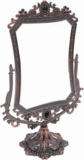 ZJchao Vintage Double Side Makeup Mirror Clear 360 Degree Rotating Antique Metal Frame Cosmetic Desktop Mirror for Home Decoration (Red Copper)